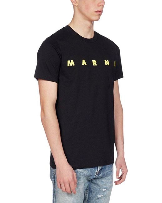 Marni Black Logo Print T-shirt for men