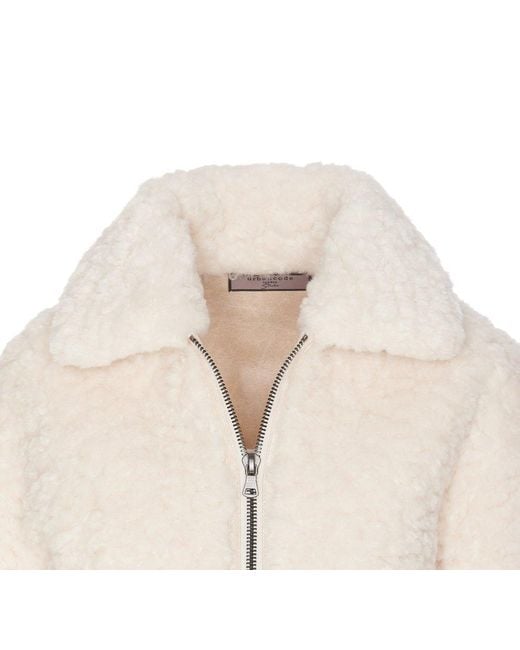 Urbancode Natural Cropped Zipped Faux-fur Jacket