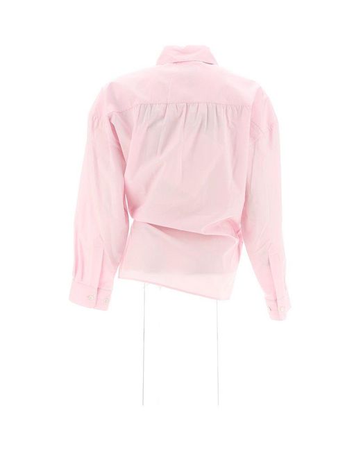Lemaire Pink Asymmetric Wrap-front Buttoned Shirt