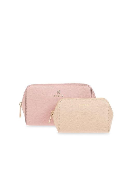 Furla Pink Camelia Zip-up Set Of Two Beauty Case