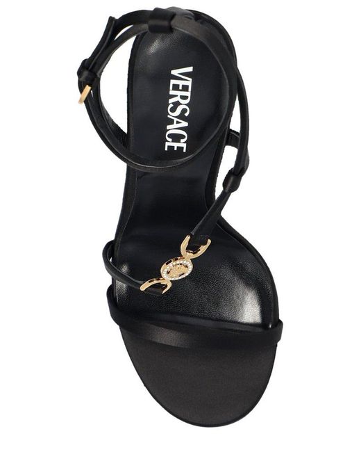 Versace Medusa Embellished Satin Sandals in Black Lyst