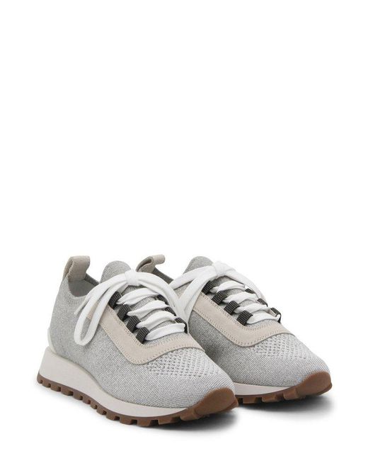Brunello Cucinelli White Lace-up Low-top Sneakers