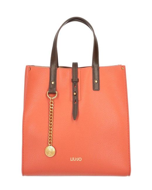 Liu Jo Orange Charm Logo Lettering Tote Bag