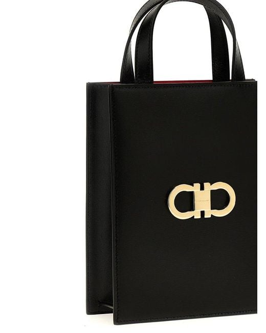 【FERRAGAMO】GANCINI MINI TOTE BAG Ferragamo Double Gancini Mini Leather Tote Bag 218358 771687