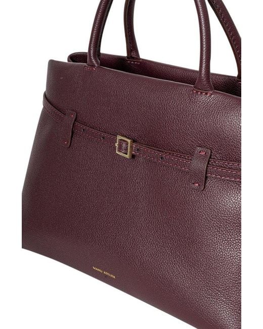MANU Atelier Purple Buckle Detailed Top Handle Bag