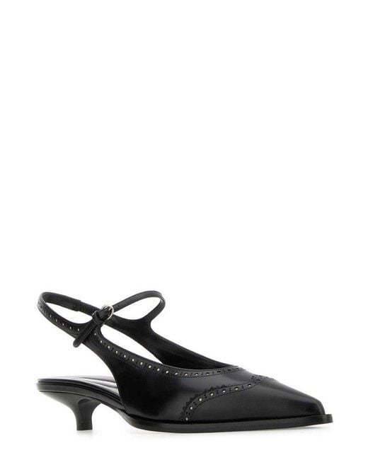 Miu Miu Black Pointed-Toe Slingback Pumps