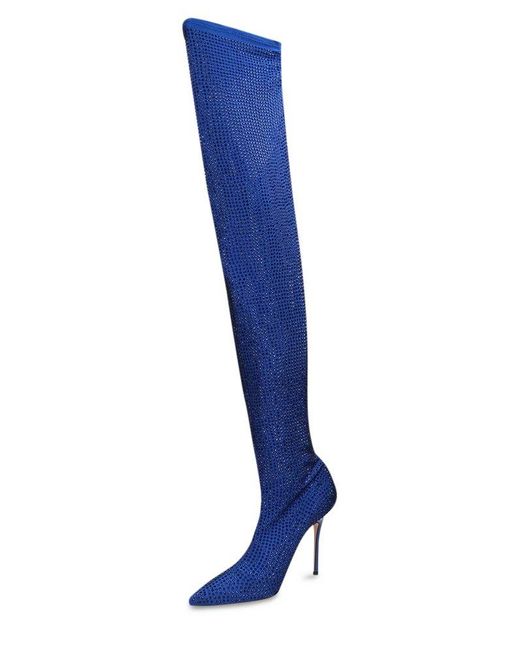 Gedebe Blue Logan Cuissarde Pointed Toe Boots