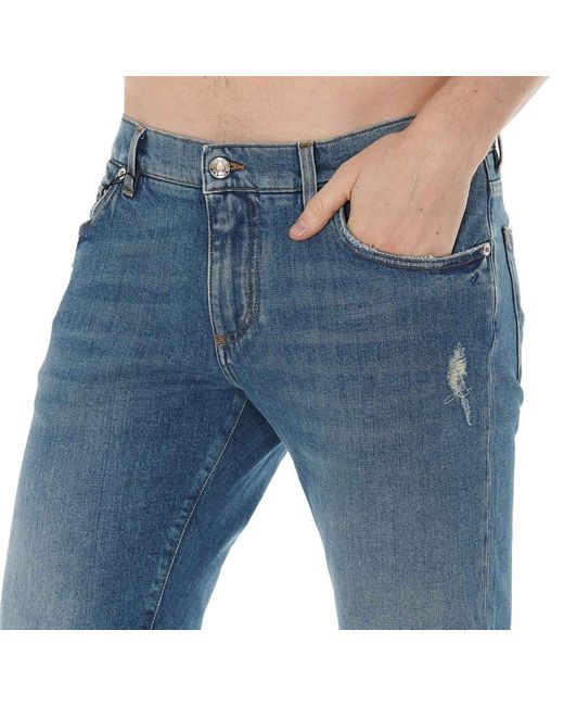 Dolce & Gabbana Blue Logo Detail Jeans for men