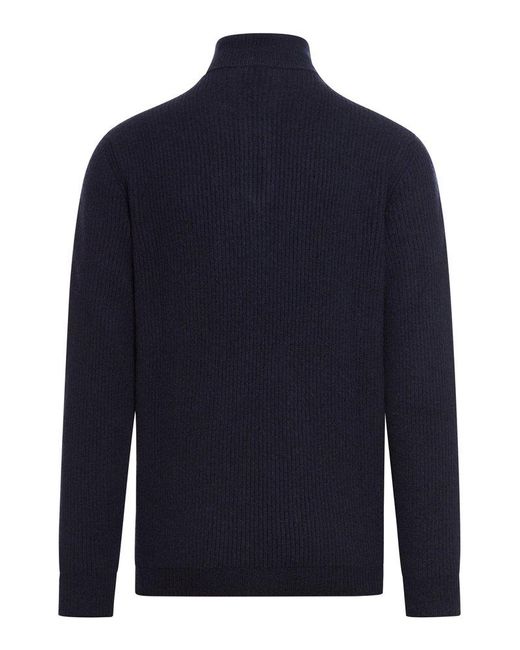 Roberto Collina Blue Quarter Zip Knit Sweater for men