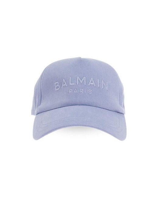 Balmain Blue Baseball Cap With Logo, for men