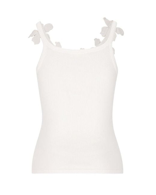 Valentino White Floral Detailed Knitted Top