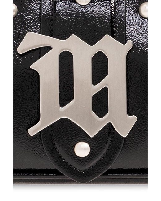 M I S B H V Black Logo-plaque Stud-embellished Tote Bag