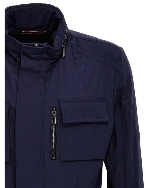 Moorer Blue Manolo-kn High Neck Military Jacket for men