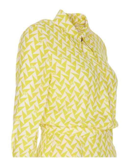 Elisabetta Franchi Yellow Geometric-pattern Printed Jumpsuit