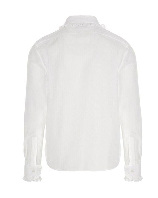 Saint Laurent White Frill Detailed Shirt for men