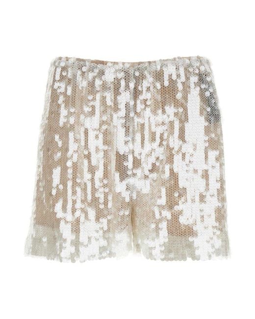 FEDERICA TOSI White Sequin Net Design Tech Shorts