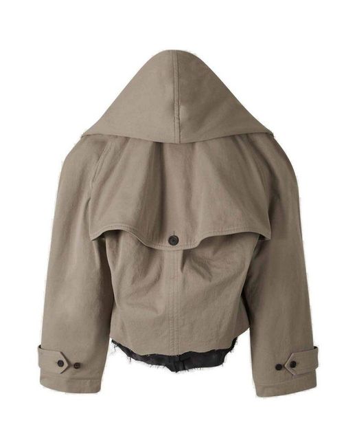 Balenciaga Brown Flipped Hooded Trench Coat