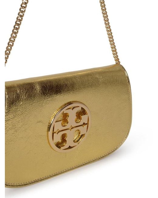 Tory Burch Metallic Logo Plaque Chain-linked Shoulder Bag