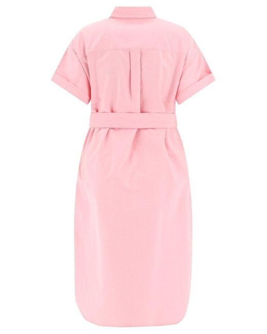 Polo Ralph Lauren Pink Polo Pony-embroidered Belted Shirt Dress