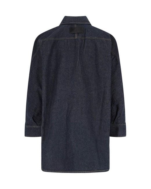 Givenchy Blue Logo Embroidered Denim Shirt