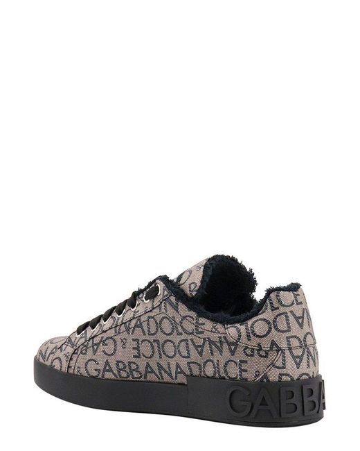 Dolce & Gabbana Gray Allover Logo Jacquard Portofino Sneakers for men