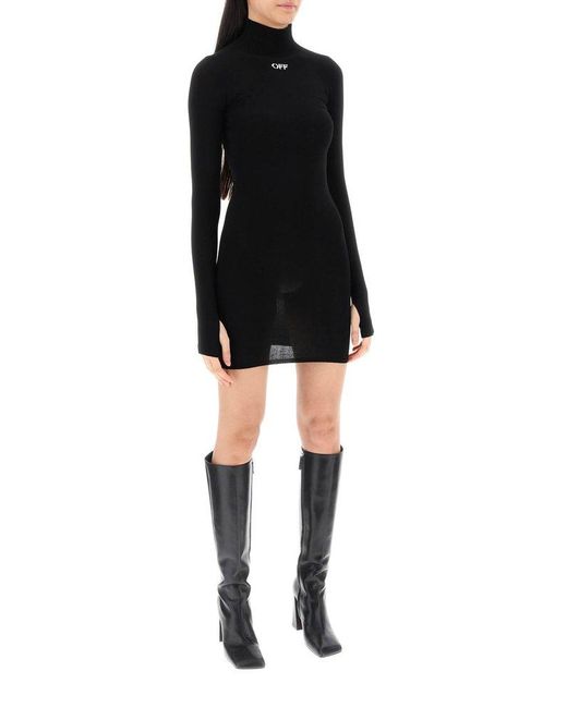 Off-White c/o Virgil Abloh Black Knitted Mini Dress With Off Logo