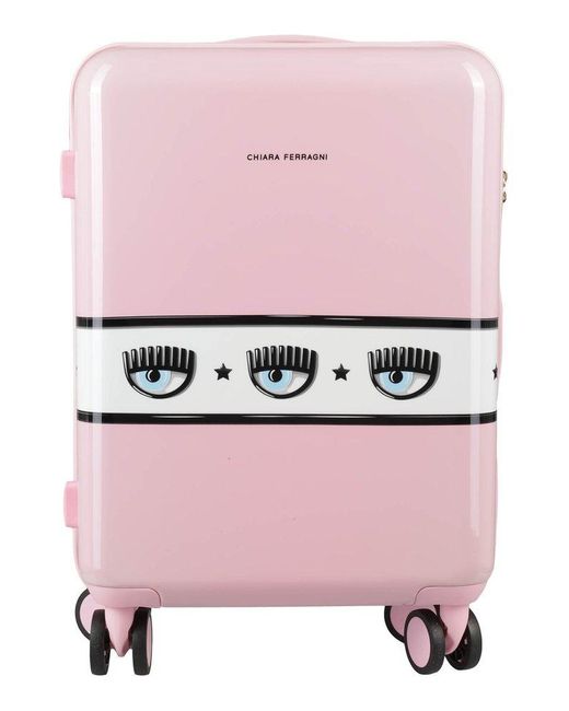 Chiara Ferragni Pink Eyelike-motif Logo Printed Luggage