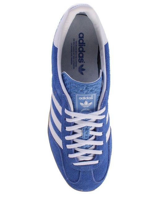 Adidas Blue Indoor Gazelle Brand-embroidered Leather Low-top Trainers