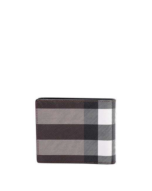 Burberry Leather Checked Logo Detail Bifold Wallet for Men | Lyst