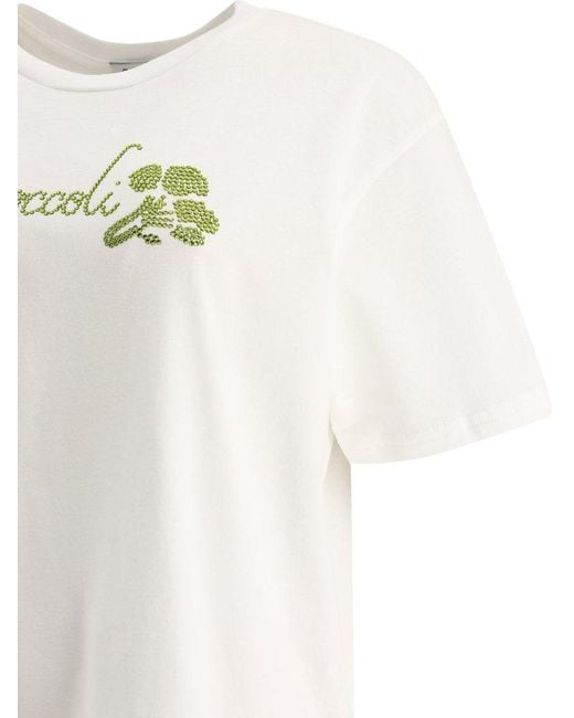 Collina Strada White Broccoli Embellished Short-sleeved T-shirt