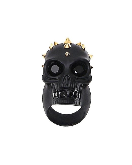 Alexander McQueen Black Skull Embellished Ring for men