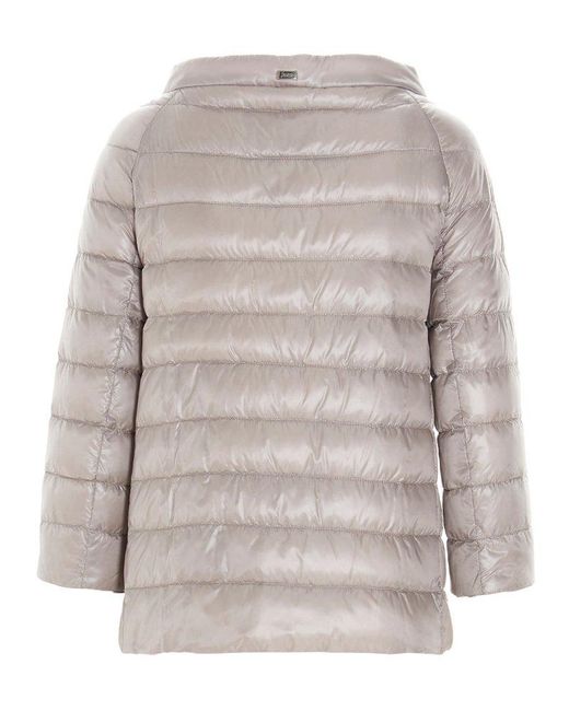 Herno Gray Cropped Sleeve Down Jacket
