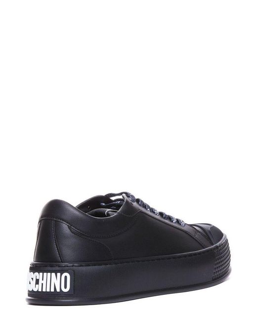 Moschino Blue Logo Embossed Low-top Sneakers for men