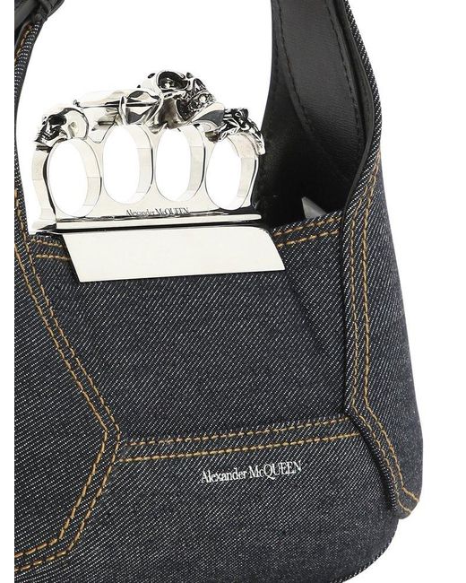 Alexander McQueen Blue 'the Jewelled Hobo' Mini Bag
