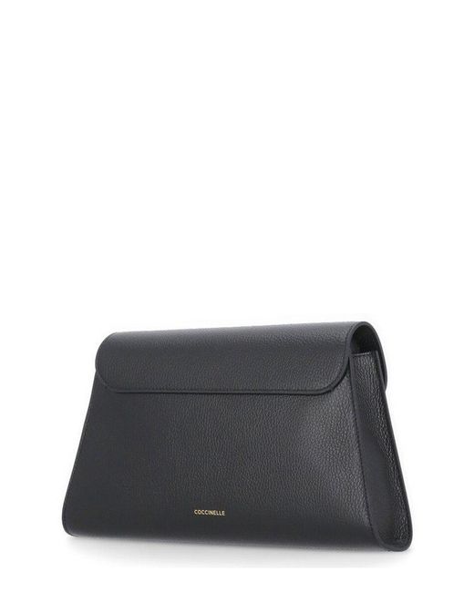 Coccinelle Black Dew Foldover Top Medium Shoulder Bag