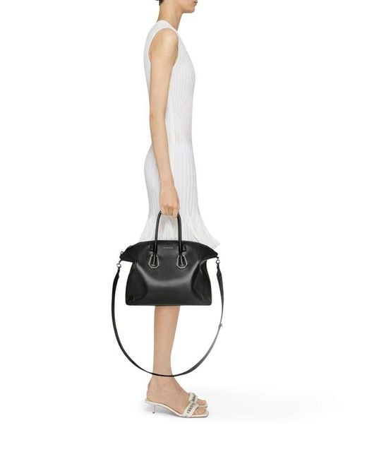 Givenchy Black Small Antigona Sport Bag In Leather With Metallic Details
