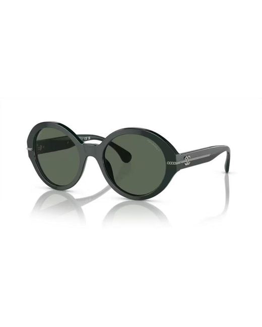Chanel Women's Round Frame Sunglasses - Green