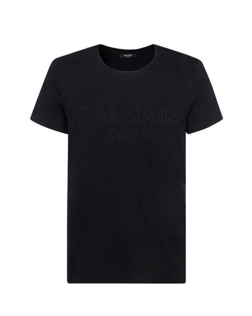 Balmain Black Logo Embossed T-shirt for men