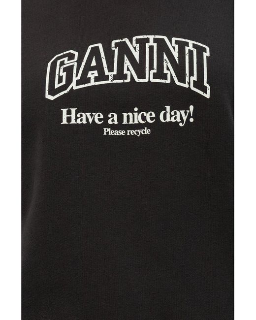Ganni Black Sweatshirt With Logo,