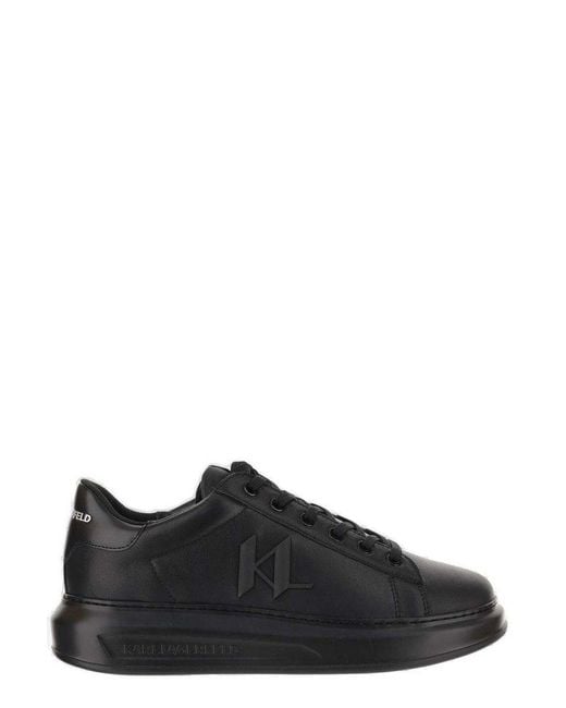Karl Lagerfeld Black Round Toe Lace-up Sneakers for men