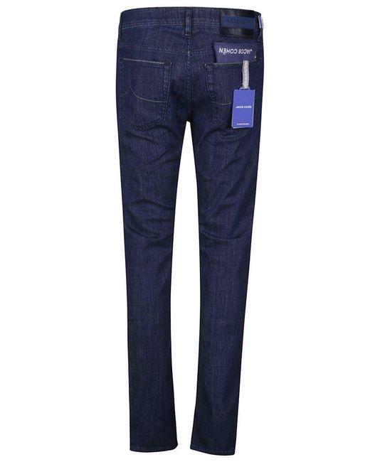 Jacob Cohen Blue Logo Patch Slim Fit Trousers for men