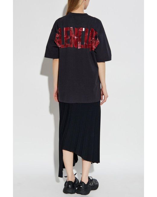 Balenciaga Black Dress With Pleated Hem