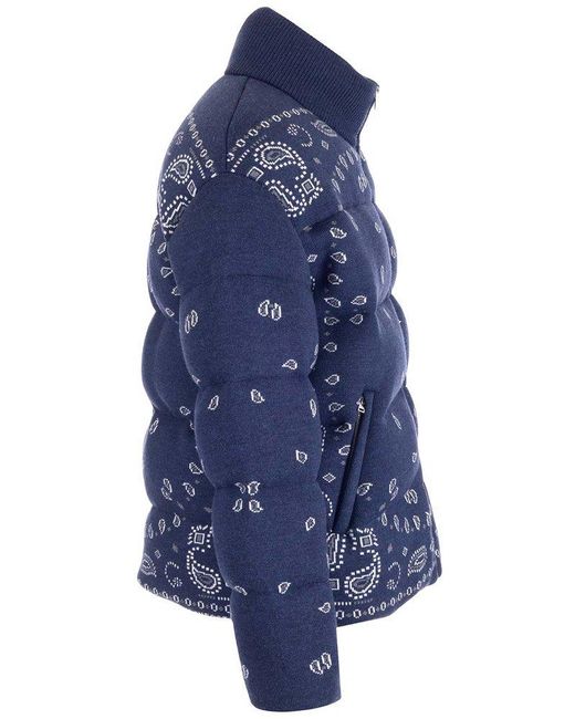 Alanui Blue Bandana Jacquard Puffer Jacket for men