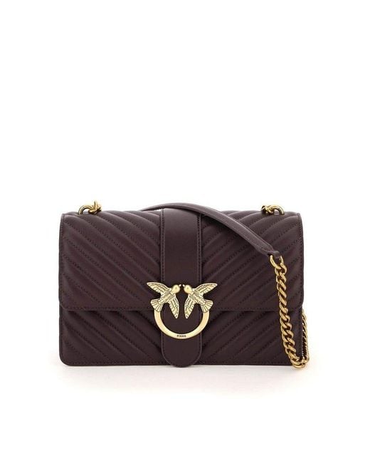 Pinko Leather Love Classic Icon Quilted Chain Linked Crossbody Bag in