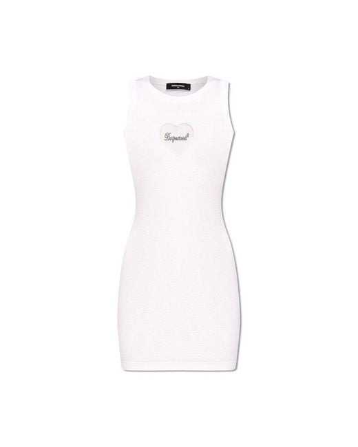 DSquared² White Dress With Logo,
