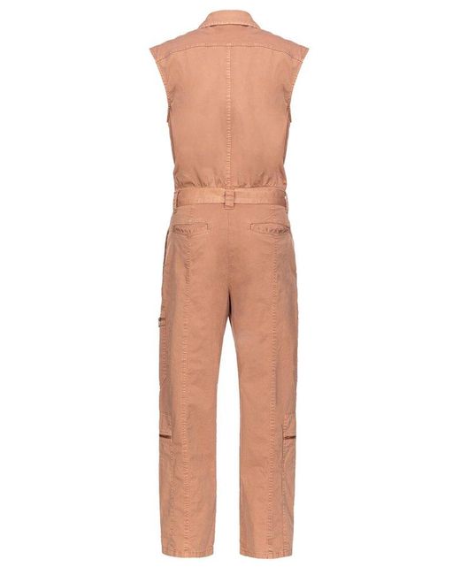 Pinko Natural Belted Sleeveless Jumpsuit