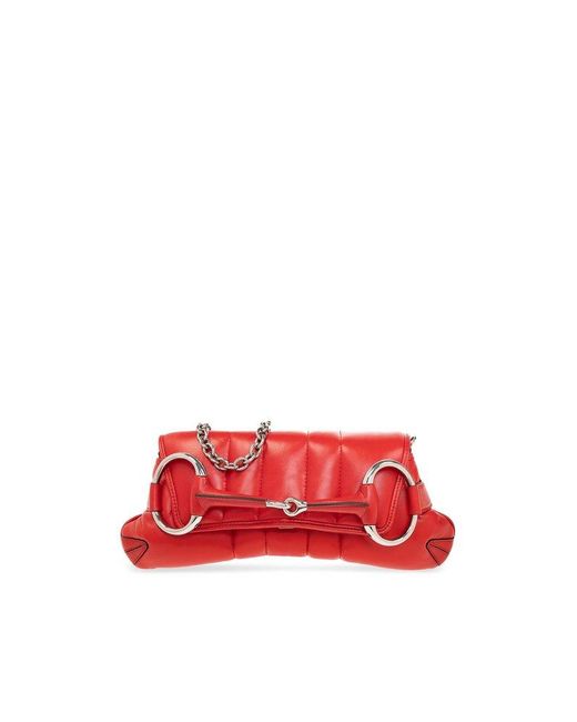 Gucci Red 'horsebit Chain' Handbag
