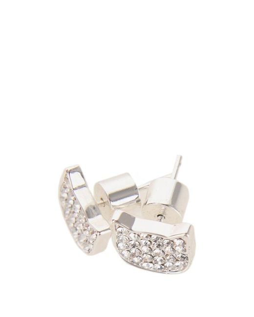 Karl Lagerfeld White K/cat Embellished Earrings
