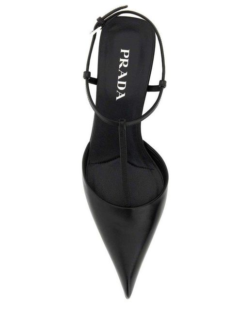Prada Black Logo Embossed Pointed-Toe Pumps