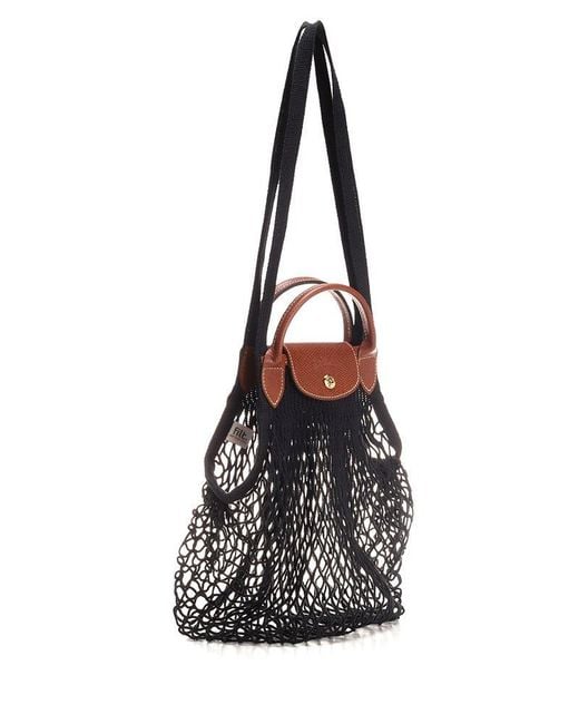 Longchamp Black Le Pliage Filet Top Handle Bag